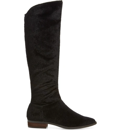 Shop Band Of Gypsies Luna Over The Knee Boot In Black Faux Pony