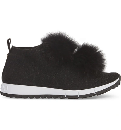 Shop Jimmy Choo Genuine Fox Fur Sock Sneaker In Black