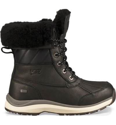 Shop Ugg Adirondack Iii Waterproof Insulated Winter Bootie In Black Leather