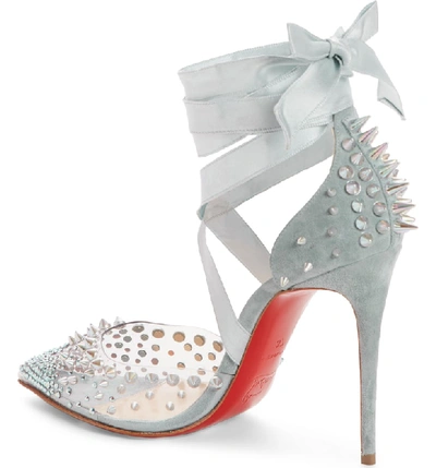 Shop Christian Louboutin Mechante Reine Ankle Wrap Pump In Silver