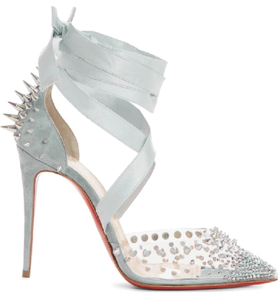 Shop Christian Louboutin Mechante Reine Ankle Wrap Pump In Silver