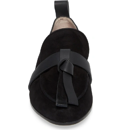 Shop Stuart Weitzman Prescott Knotted Loafer In Black Suede