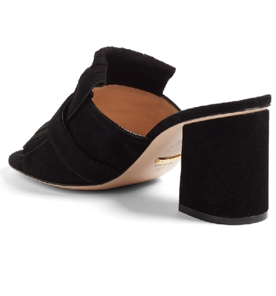 Shop Gucci Gg Marmont Peep Toe Mule In Black Suede