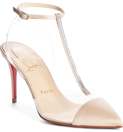 Shop Christian Louboutin Nosy Spikes Pvc Pump In Nude