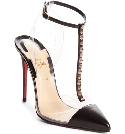 Shop Christian Louboutin Nosy Spikes Pvc Pump In Black/ Gold