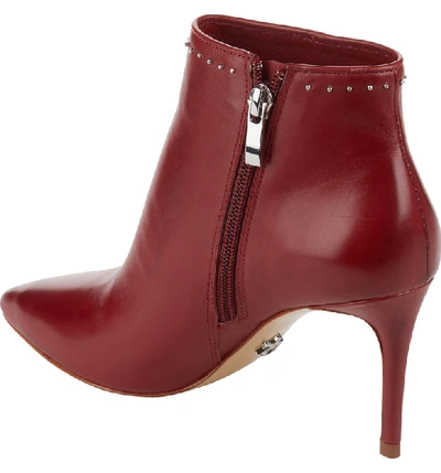 Shop Donna Karan Lizzy Studded Bootie In Deep Red Leather