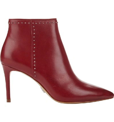 Shop Donna Karan Lizzy Studded Bootie In Deep Red Leather