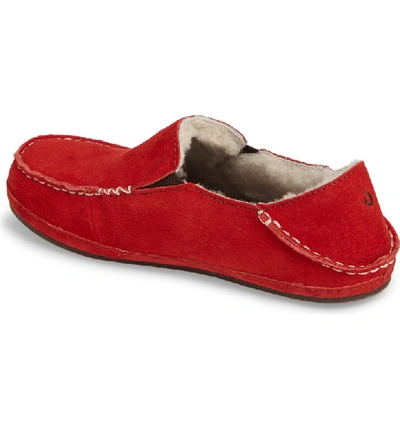 Shop Olukai Nohea Nubuck Slipper In Red Mud/ Red Mud Suede