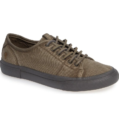 Shop Frye Gia Low Lace-up Sneaker In Grey/ Grey Canvas