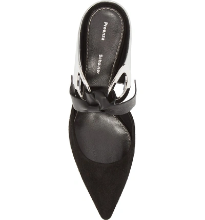 Shop Proenza Schouler Grommet Pointy Toe Mule In Silver/ Black
