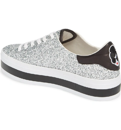 Shop Alice And Olivia Ezra Flatform Sneaker In Silver