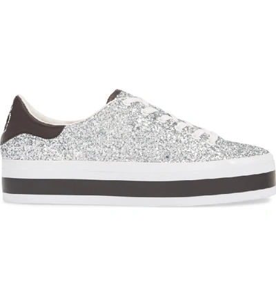 Shop Alice And Olivia Ezra Flatform Sneaker In Silver