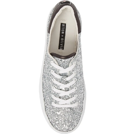Shop Alice And Olivia Ezra Flatform Sneaker In Silver