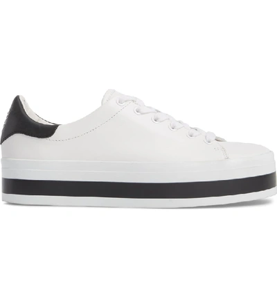 Shop Alice And Olivia Ezra Flatform Sneaker In Pure White/black