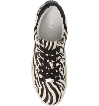 Shop Jslides Hippie Genuine Calf Hair Platform Sneaker In Zebra Calf Hair