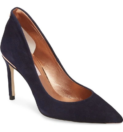 Ted Baker Savio Pointy Toe Pump In Navy Suede ModeSens