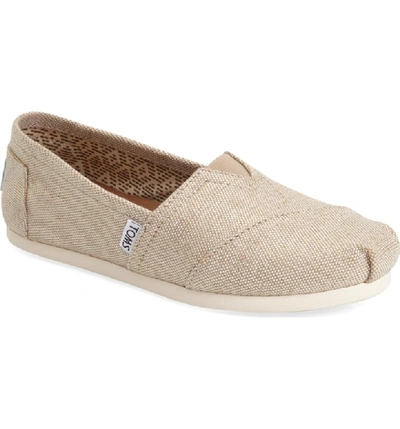 Shop Toms 'classic - Metallic Burlap' Slip-on In Natural Metallic Burlap