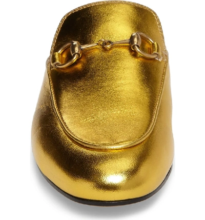 Shop Gucci Princetown Loafer Mule In Metallic Gold Leather