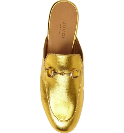 Shop Gucci Princetown Loafer Mule In Metallic Gold Leather
