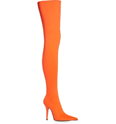 Shop Jeffrey Campbell Gamora Thigh High Boot In Orange Lycra