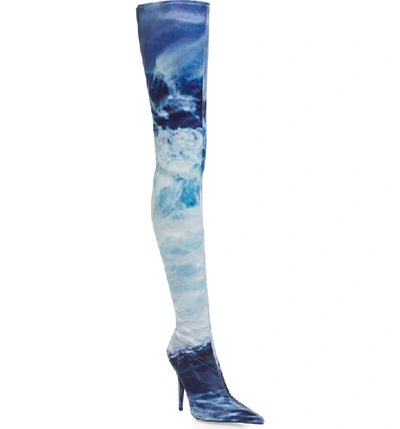 Shop Jeffrey Campbell Gamora Thigh High Boot In Blue Waves
