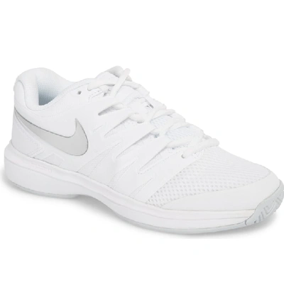 Shop Nike Air Zoom Prestige Tennis Shoe In White/ Metallic Silver