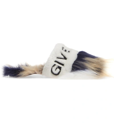 Shop Givenchy Bedford Genuine Shearling Flat Mule In Black/ Natural/ White