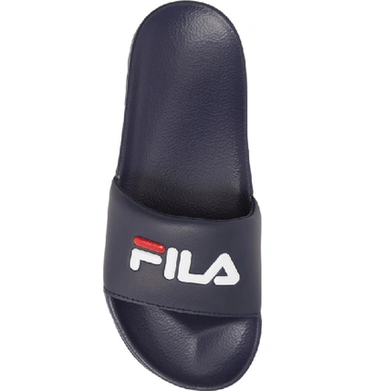 Shop Fila Slide Sandal In Navy/ Red/ White