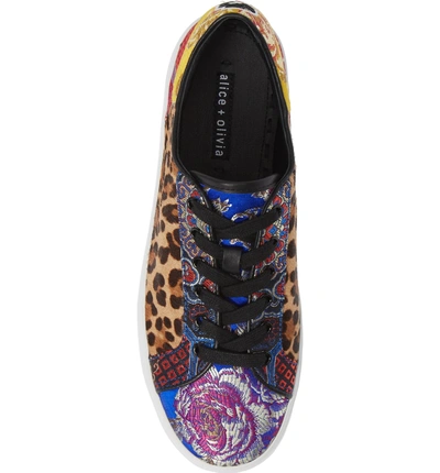 Shop Alice And Olivia Ezra Genuine Calf Hair Flatform Sneaker In Multicolor Leopard
