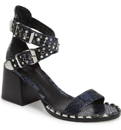 Shop Sigerson Morrison Apple Studded Sandal In Navy/ Black