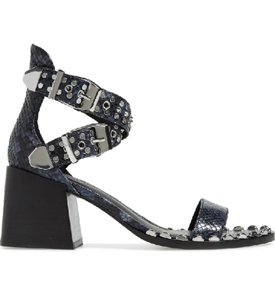 Shop Sigerson Morrison Apple Studded Sandal In Navy/ Black