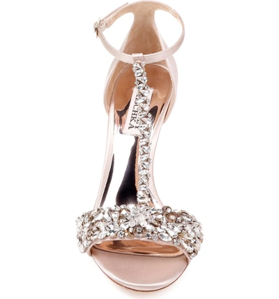 Shop Badgley Mischka Crystal Embellished Sandal In Nude Satin