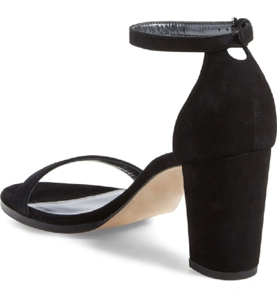 Shop Stuart Weitzman Simple Ankle Strap Sandal In Black Suede