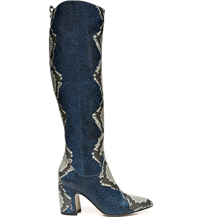 Shop Sam Edelman Hai Knee High Boot In Peacock Embossed Leather