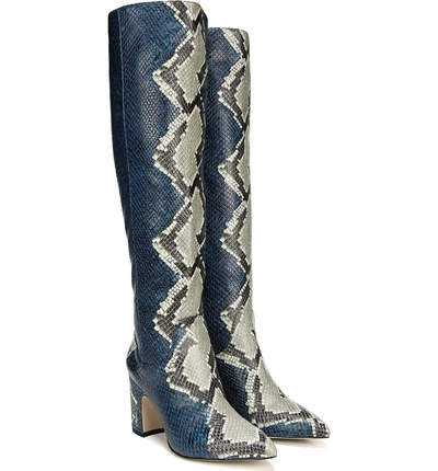 Shop Sam Edelman Hai Knee High Boot In Peacock Embossed Leather