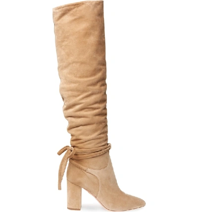 Shop Aquazzura Milano Slouchy Knee High Boot In Taupe
