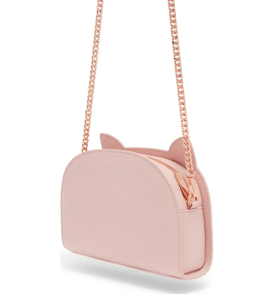 Shop Ted Baker Kirstie Cat Leather Crossbody Bag In Light Pink