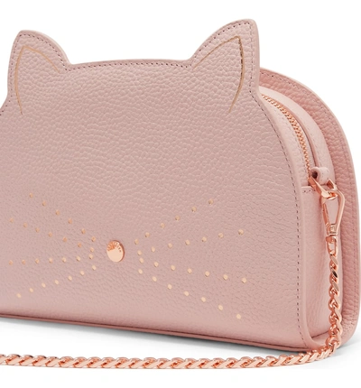 Shop Ted Baker Kirstie Cat Leather Crossbody Bag In Light Pink