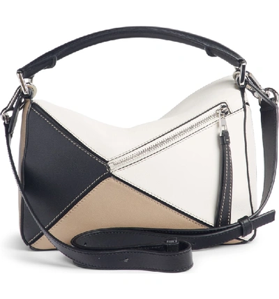 Shop Loewe Puzzle Calfskin Leather Bag - White In Soft White/ Sand