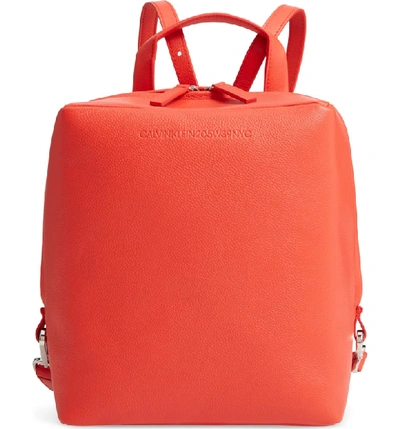 Shop Calvin Klein 205w39nyc Cube Leather Backpack - Red In Campari