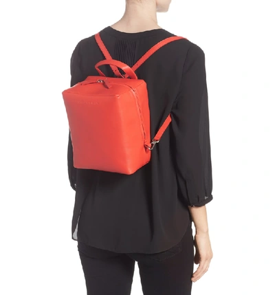 Shop Calvin Klein 205w39nyc Cube Leather Backpack - Red In Campari