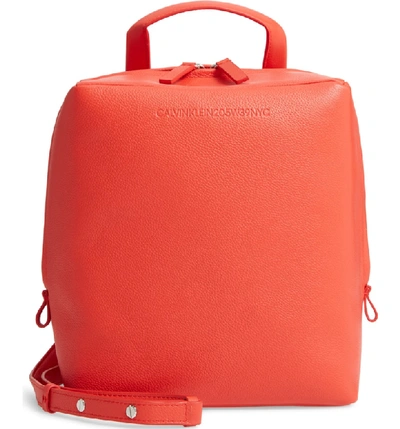 Shop Calvin Klein 205w39nyc Cube Leather Backpack - Red In Campari