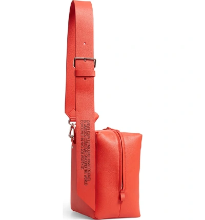 Shop Calvin Klein 205w39nyc Cube Leather Backpack - Red In Campari