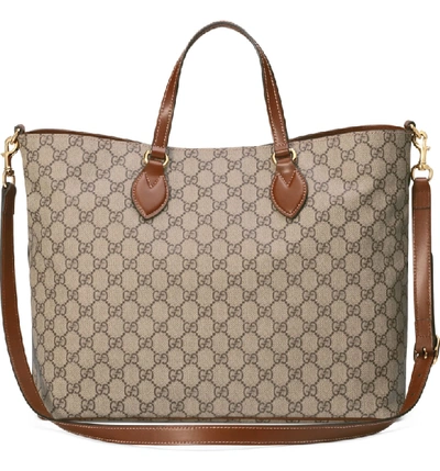 Shop Gucci Gg Supreme Soft Canvas Tote In Beige Ebony/ Cuir