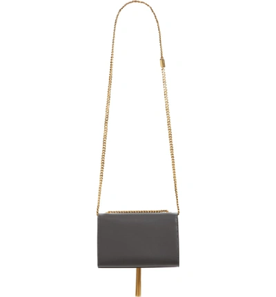 Shop Saint Laurent Kate Tassel Calfskin Leather Shoulder Bag - Black In Storm