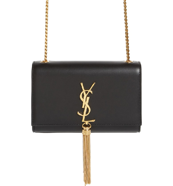 kate monogram ysl small tassel shoulder bag with golden hardware