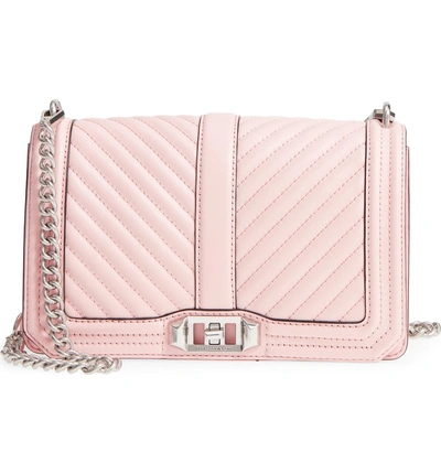 Shop Rebecca Minkoff 'chevron Quilted Love' Crossbody Bag - Pink In Peony