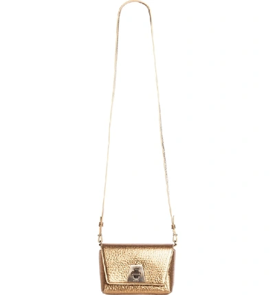 Shop Akris Anouk Little Day Hammered Leather Crossbody Bag In Antique Gold