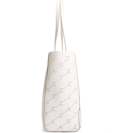 Shop Stella Mccartney Small Logo Faux Leather Tote - White In Optical White