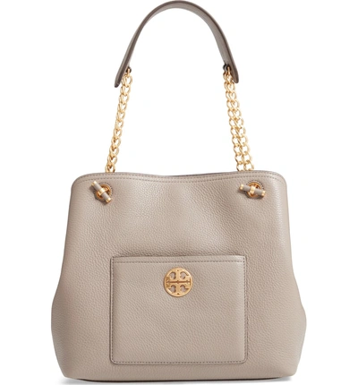 Shop Tory Burch Small Chelsea Leather Tote In Gray Heron